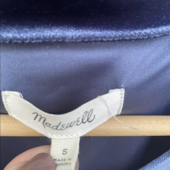 MADEWELL Blue Velvet Choker Top Blouse Sz Small - Picture 3 of 5